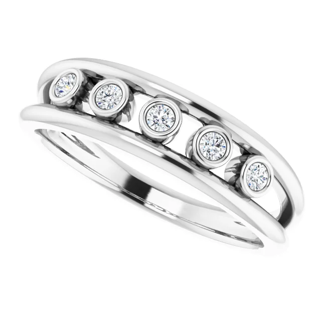 14K White 1/8 CTW Diamond Negative Space Ring-