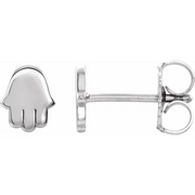 14K White Hamsa Earrings-