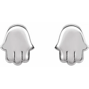 14K White Hamsa Earrings-