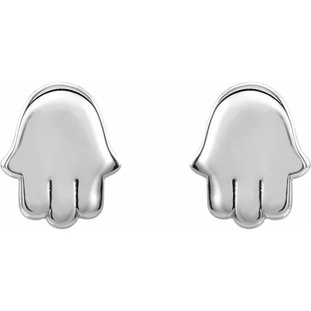 14K White Hamsa Earrings-