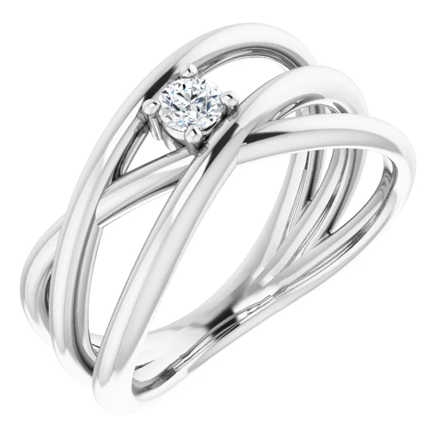 14K White 1/8 CT Diamond Negative Space Ring-