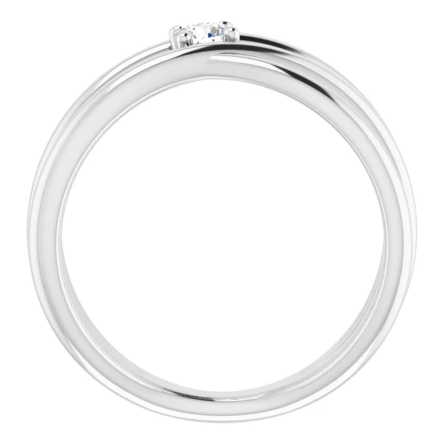 14K White 1/8 CT Diamond Negative Space Ring-