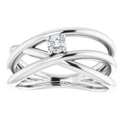 14K White 1/8 CT Diamond Negative Space Ring-