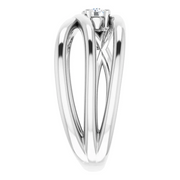 14K White 1/8 CT Diamond Negative Space Ring-