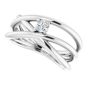 14K White 1/8 CT Diamond Negative Space Ring-