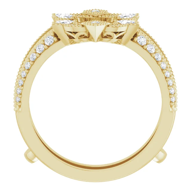 14K Yellow 3/8 CTW Diamond Art Deco Milgrain Ring Guard-7.00 (approximate standard size)-