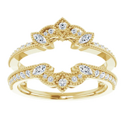14K Yellow 3/8 CTW Diamond Art Deco Milgrain Ring Guard-7.00 (approximate standard size)-