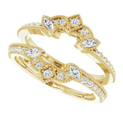 14K Yellow 3/8 CTW Diamond Art Deco Milgrain Ring Guard-7.00 (approximate standard size)-