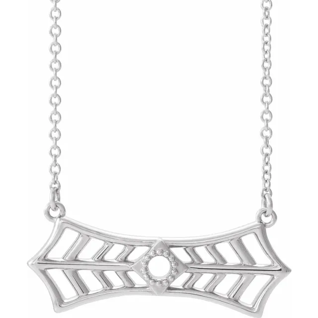14K White Vintage-Inspired Bar 16" Necklace-