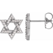 14K White 1/8 CTW Diamond Star of David Earrings-