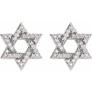 14K White 1/8 CTW Diamond Star of David Earrings-