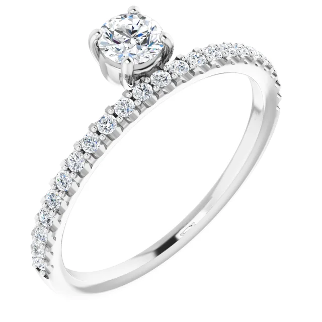 14K White 1/2 CTW Diamond Asymmetrical Stackable Ring-