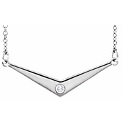 14K White .03 CTW Diamond Solitaire "V" 18" Necklace-