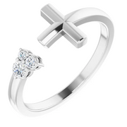 14K White 1/10 CTW Diamond Negative Space Cross Ring-7.00 (approximate standard size)-