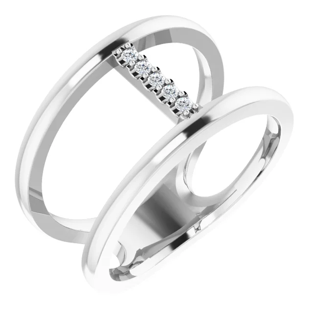 14K White .04 CTW Diamond Negative Space Ring-7.00 (approximate standard size)-