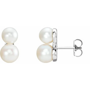 14K White Freshwater Cultured Pearl Ear Climbers-