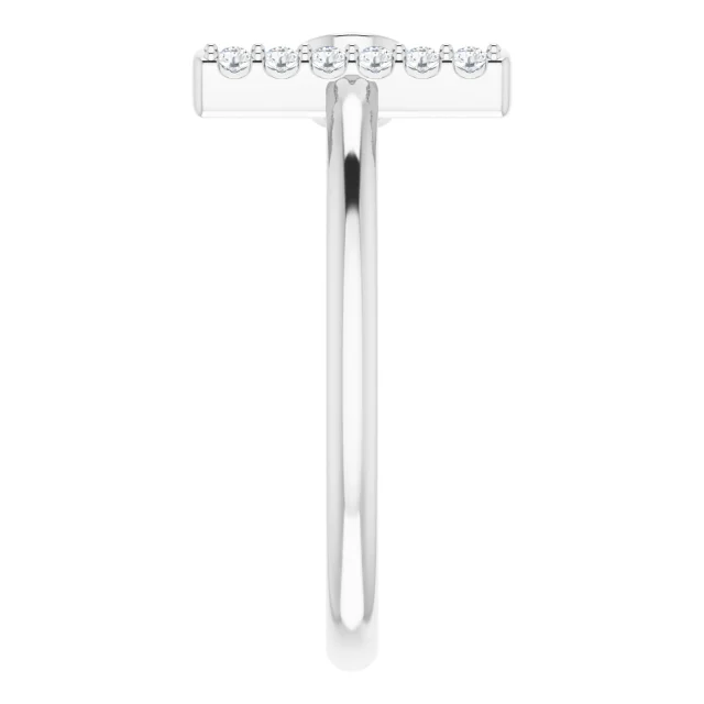 14K White Aquamarine & .06 CTW Diamond Bar Ring-7.00 (approximate standard size)-