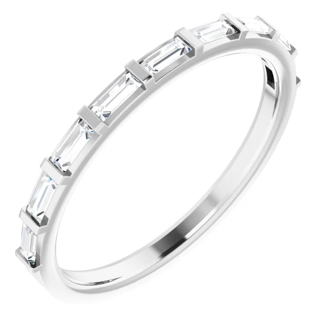 14K White 3/8 CTW Diamond Straight Baguette Anniversary Band-