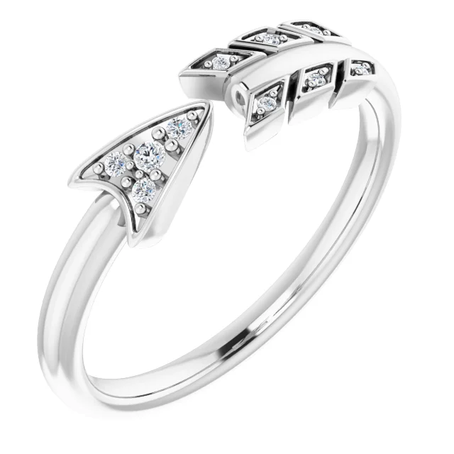 14K White .04 CTW Diamond Arrow Ring-