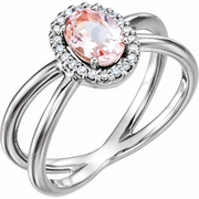 14K White Morganite & .08 CTW Diamond Ring-