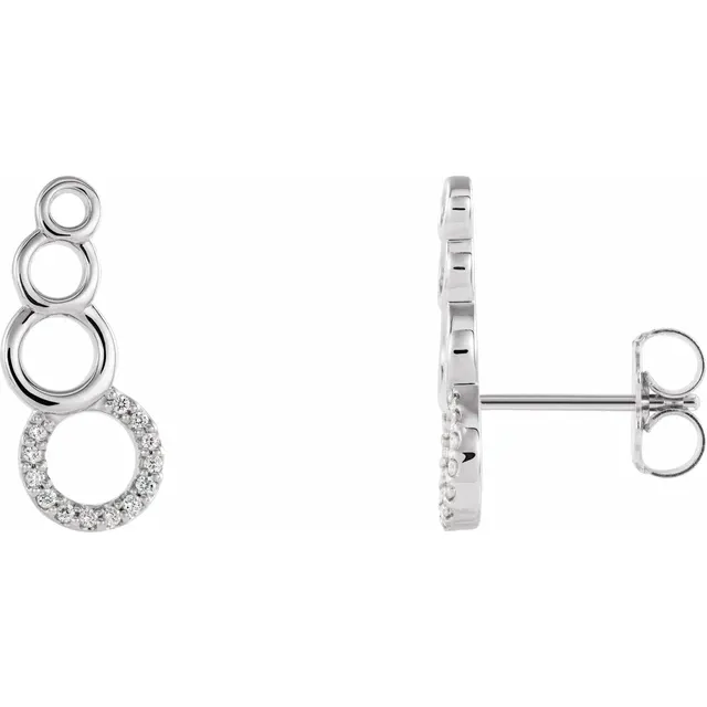14K White .06 CTW Diamond Geometric Ear Climbers-