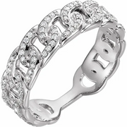 14K White 1/4 CTW Diamond Stackable Chain Link Ring-