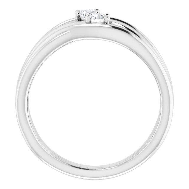 14K White 1/5 CTW Diamond Two-Stone Bypass Ring-