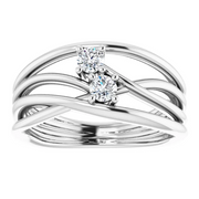 14K White 1/5 CTW Diamond Two-Stone Bypass Ring-