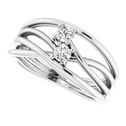14K White 1/5 CTW Diamond Two-Stone Bypass Ring-