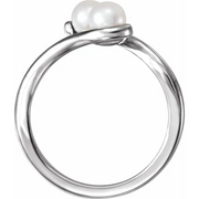 14K White Freshwater Cultured Pearl Two-Stone Ring-