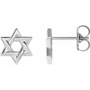 14K White Star of David Earrings-