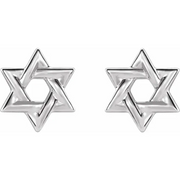 14K White Star of David Earrings-