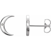 14K White .005 CTW Diamond Crescent Earrings-