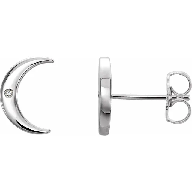 14K White .005 CTW Diamond Crescent Earrings-