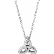 14K White Celtic-Inspired Trinity 16-18" Necklace-