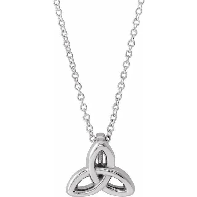 14K White Celtic-Inspired Trinity 16-18" Necklace-