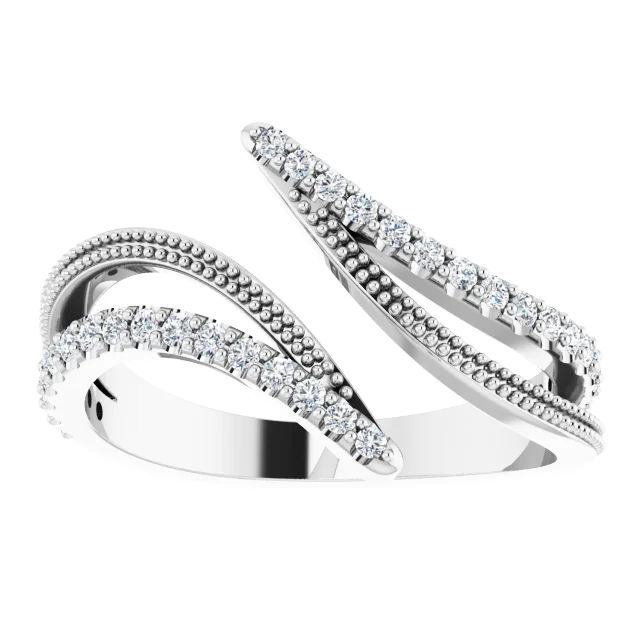 14K White 1/4 CTW Diamond Bypass Ring-