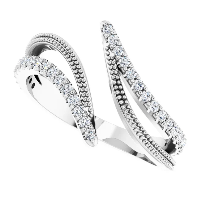 14K White 1/4 CTW Diamond Bypass Ring-