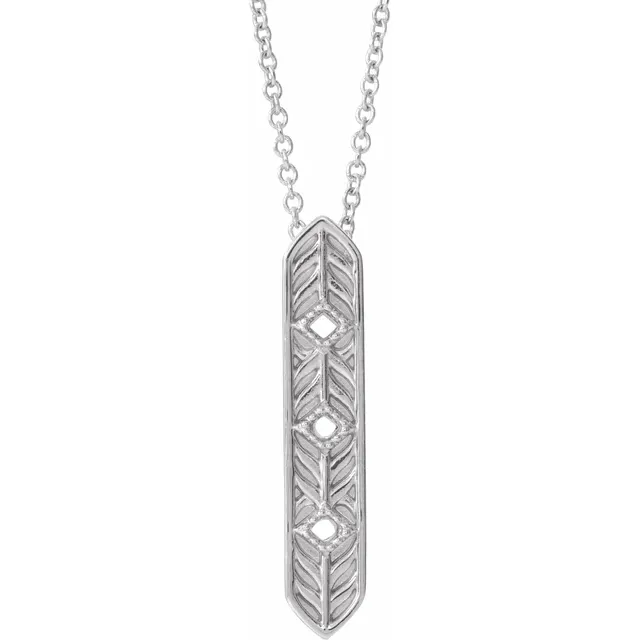 14K White Vintage-Inspired Vertical Bar 16" Necklace-