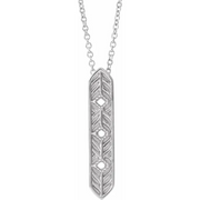 14K White Vintage-Inspired Vertical Bar 16" Necklace-