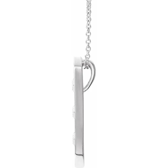 14K White Vintage-Inspired Vertical Bar 16" Necklace-