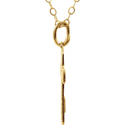 14K Yellow Pierced Heart Cross 15" Necklace-