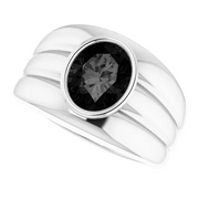 14K White Onyx Men's Ring-