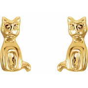 14K Yellow Cat Earrings-