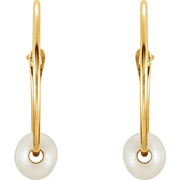 14K Yellow Youth Freshwater Cultured Pearl Hoop Earrings-
