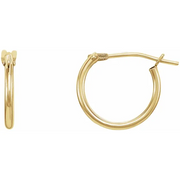14K Yellow 12.5 mm Hinged Hoop Earrings-