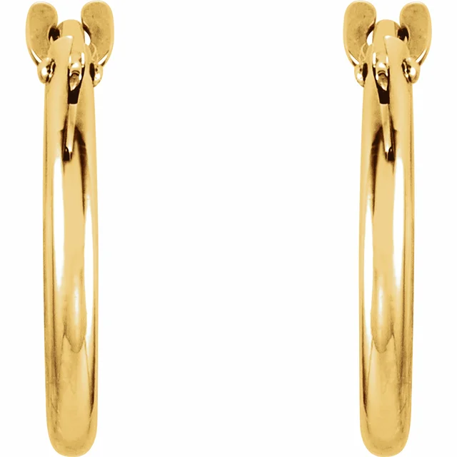14K Yellow 12.5 mm Hinged Hoop Earrings-