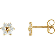 14K Yellow 1.5 mm Round Cubic Zirconia Youth Floral-Inspired Earrings-