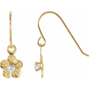 14K Yellow 2 mm Round Cubic Zirconia Youth Daisy Earrings-