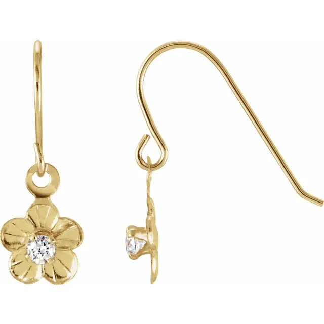 14K Yellow 2 mm Round Cubic Zirconia Youth Daisy Earrings-
